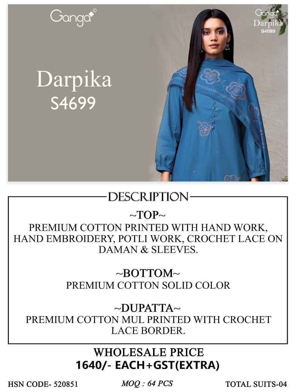 DARPIKA 4699 Series By Ganga Fashion Beautiful Festive Suits Stylish Colorful Fancy Casual Wear & Ethnic Wear PREMIUM COTTON Print Dresses At Wholesale Price
